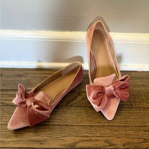 ASOS Pink Velvet Bow Flats